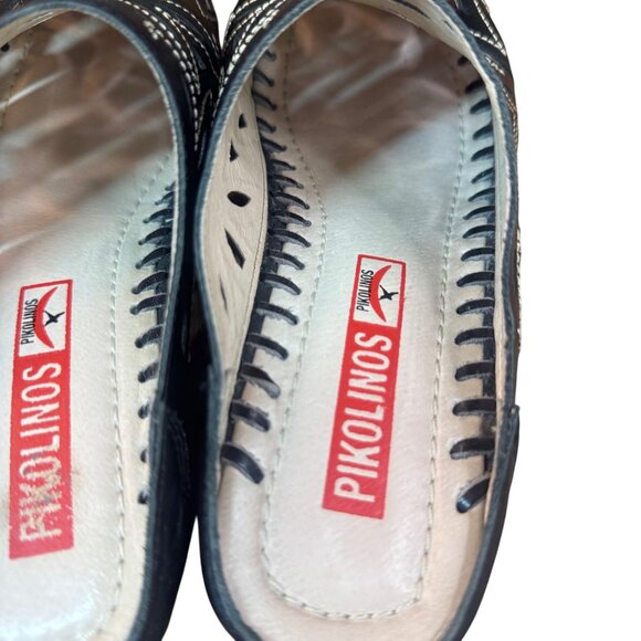 Pikolinos Women's Black Leather Laser Cut Floral Slip On Mule.EU 37 US 6 - Picture 6 of 11